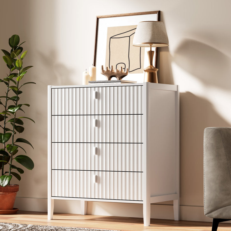Modern Fluted Dresser – Compact 4-Drawer Storage Unit for Bedroom or Living Room