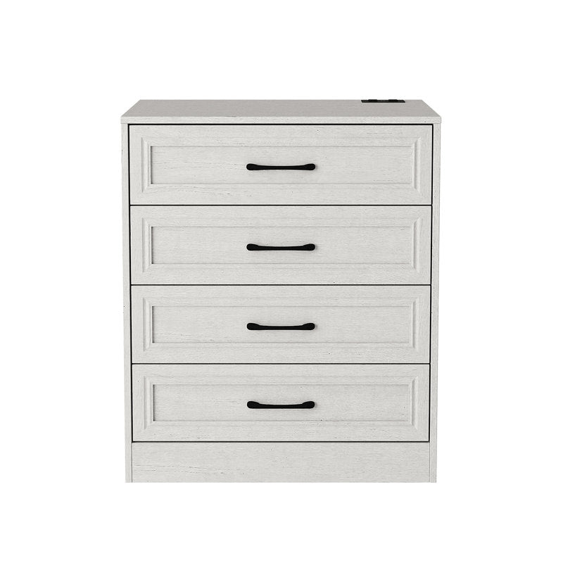 Modern Farmhouse White Dresser – 4 Drawer Bedroom Organizer with Clean Finish