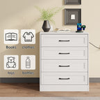 Modern Farmhouse White Dresser – 4 Drawer Bedroom Organizer with Clean Finish