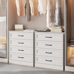 Modern Farmhouse White Dresser – 4 Drawer Bedroom Organizer with Clean Finish