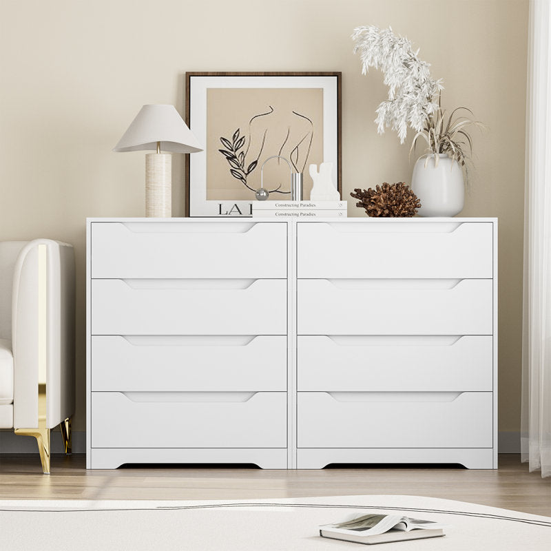 Elegant White Drawer Cabinet – Modern Storage Chest with Smooth Finish and Built-in Handles