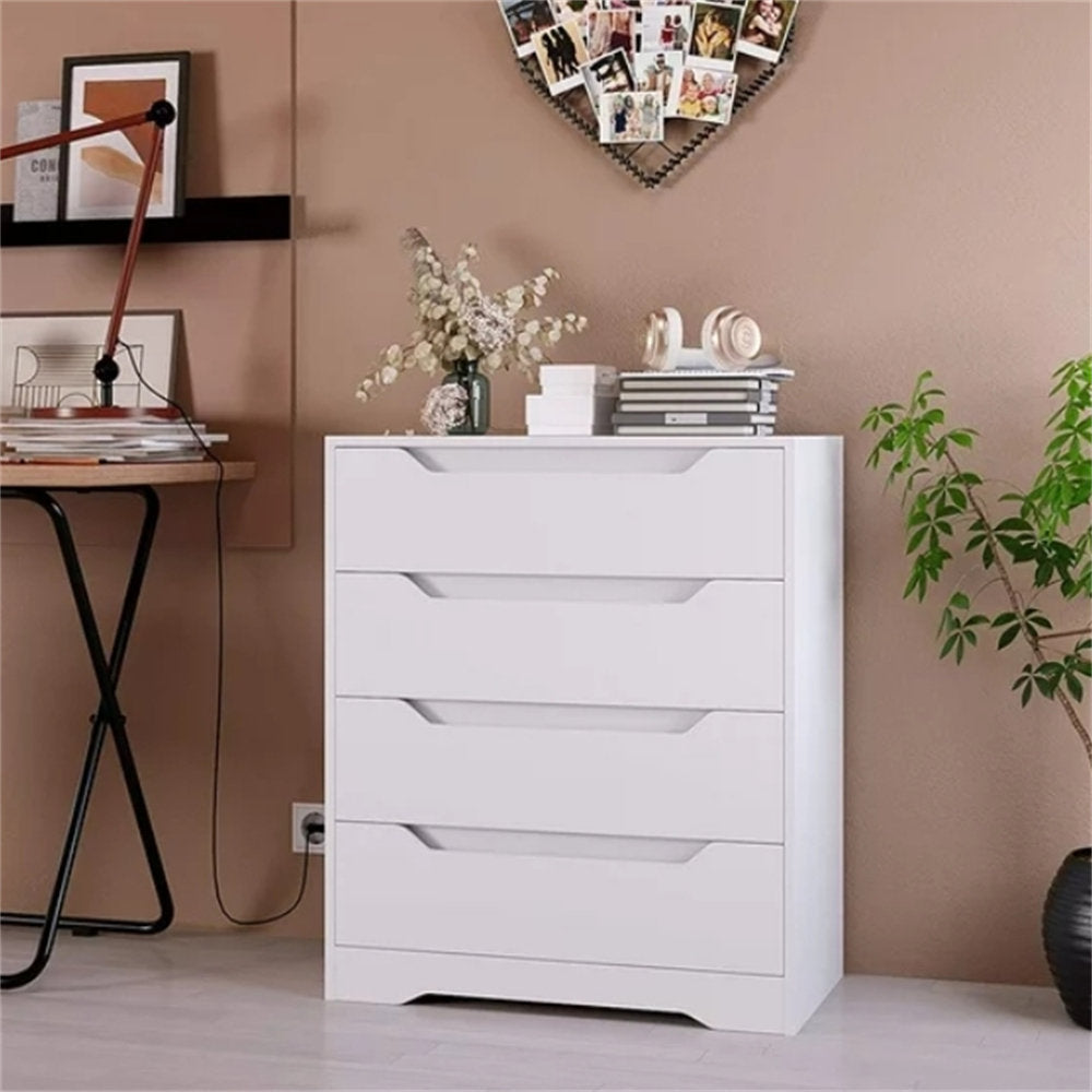 Elegant White Drawer Cabinet – Modern Storage Chest with Smooth Finish and Built-in Handles