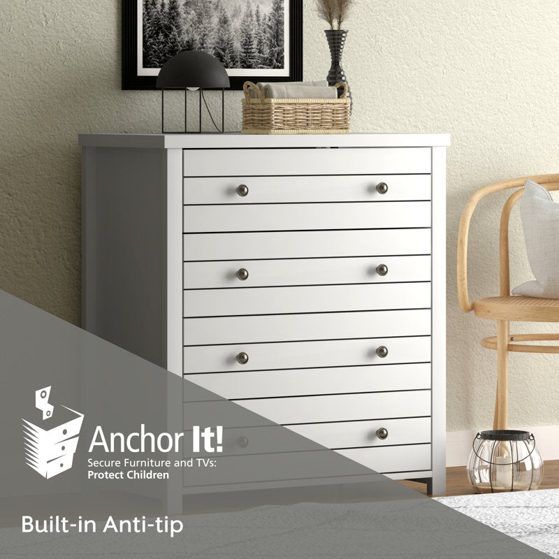 Classic Storage Chest – Stylish Bedroom Dresser with Smooth Finish and Metal Knobs