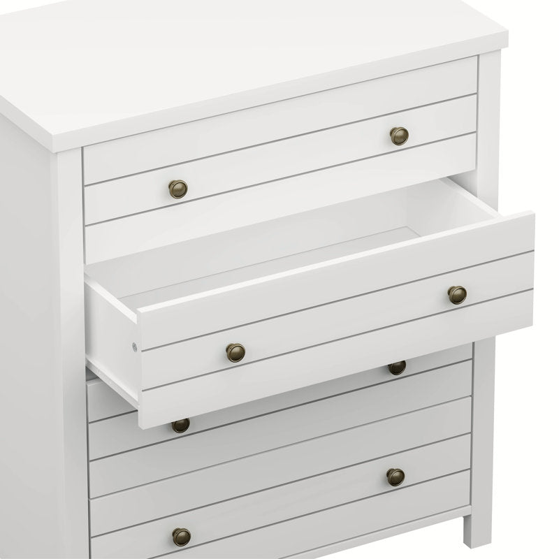 Classic Storage Chest – Stylish Bedroom Dresser with Smooth Finish and Metal Knobs