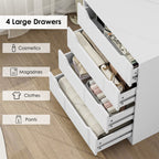 Elegant White Drawer Cabinet – Modern Storage Chest with Smooth Finish and Built-in Handles