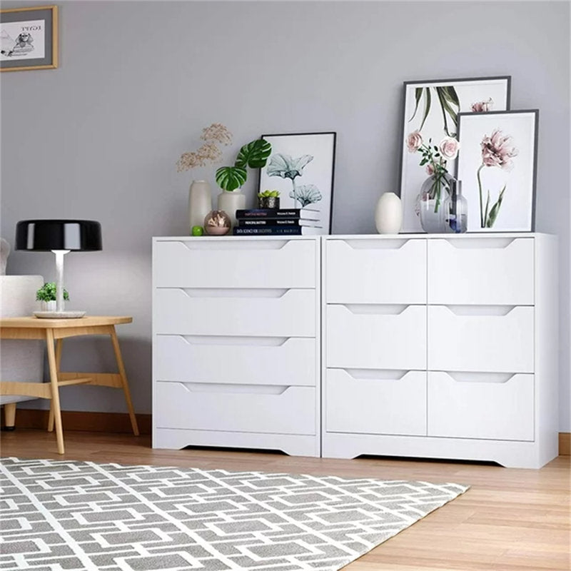 Elegant White Drawer Cabinet – Modern Storage Chest with Smooth Finish and Built-in Handles