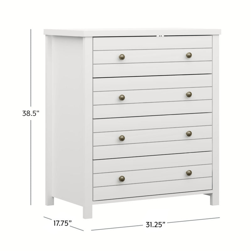 Classic Storage Chest – Stylish Bedroom Dresser with Smooth Finish and Metal Knobs