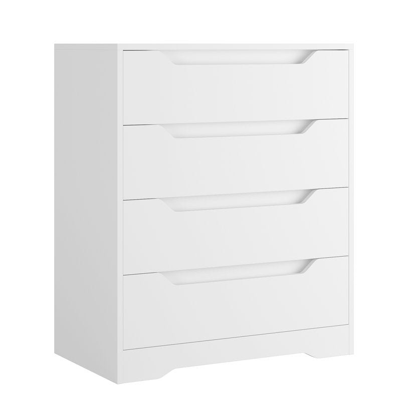 Elegant White Drawer Cabinet – Modern Storage Chest with Smooth Finish and Built-in Handles