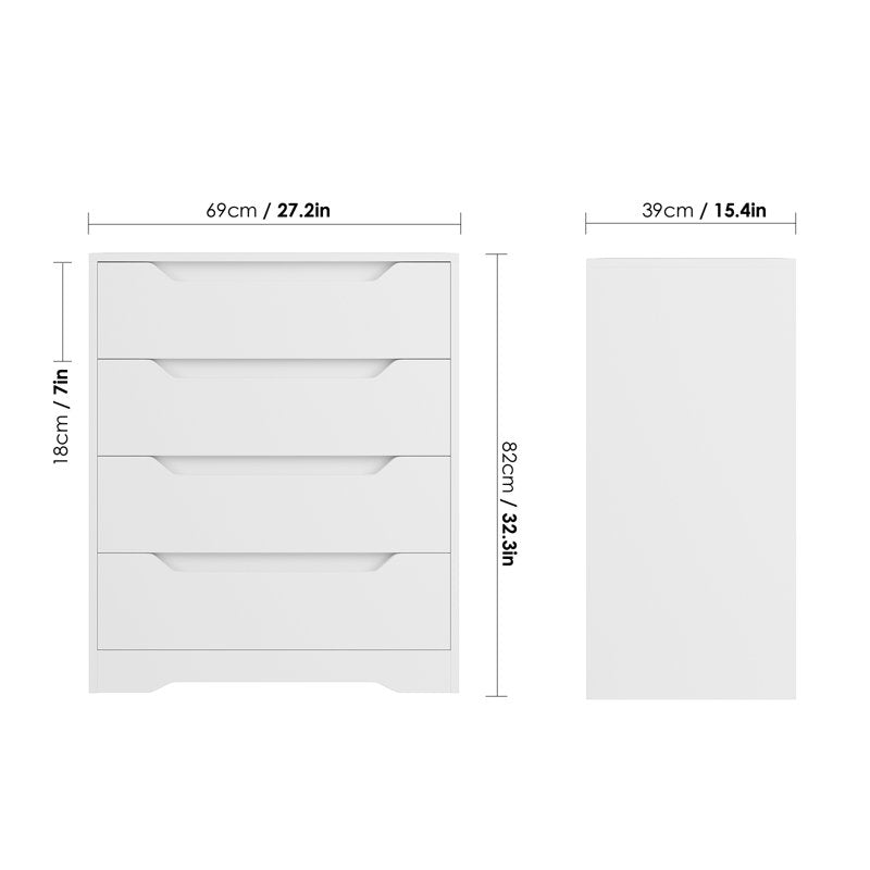Elegant White Drawer Cabinet – Modern Storage Chest with Smooth Finish and Built-in Handles