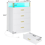 LED Storage Chest with Open Display Shelf, Bedroom Dresser Cabinet