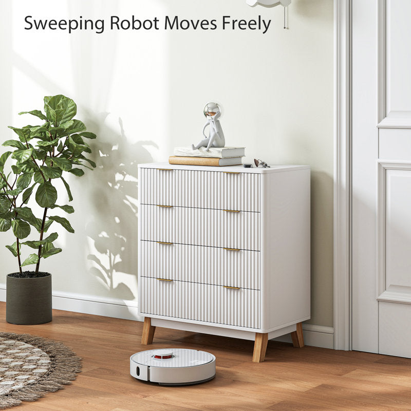 Elegant 4-Drawer Storage Cabinet with Fluted Design for Bedroom or Living Room