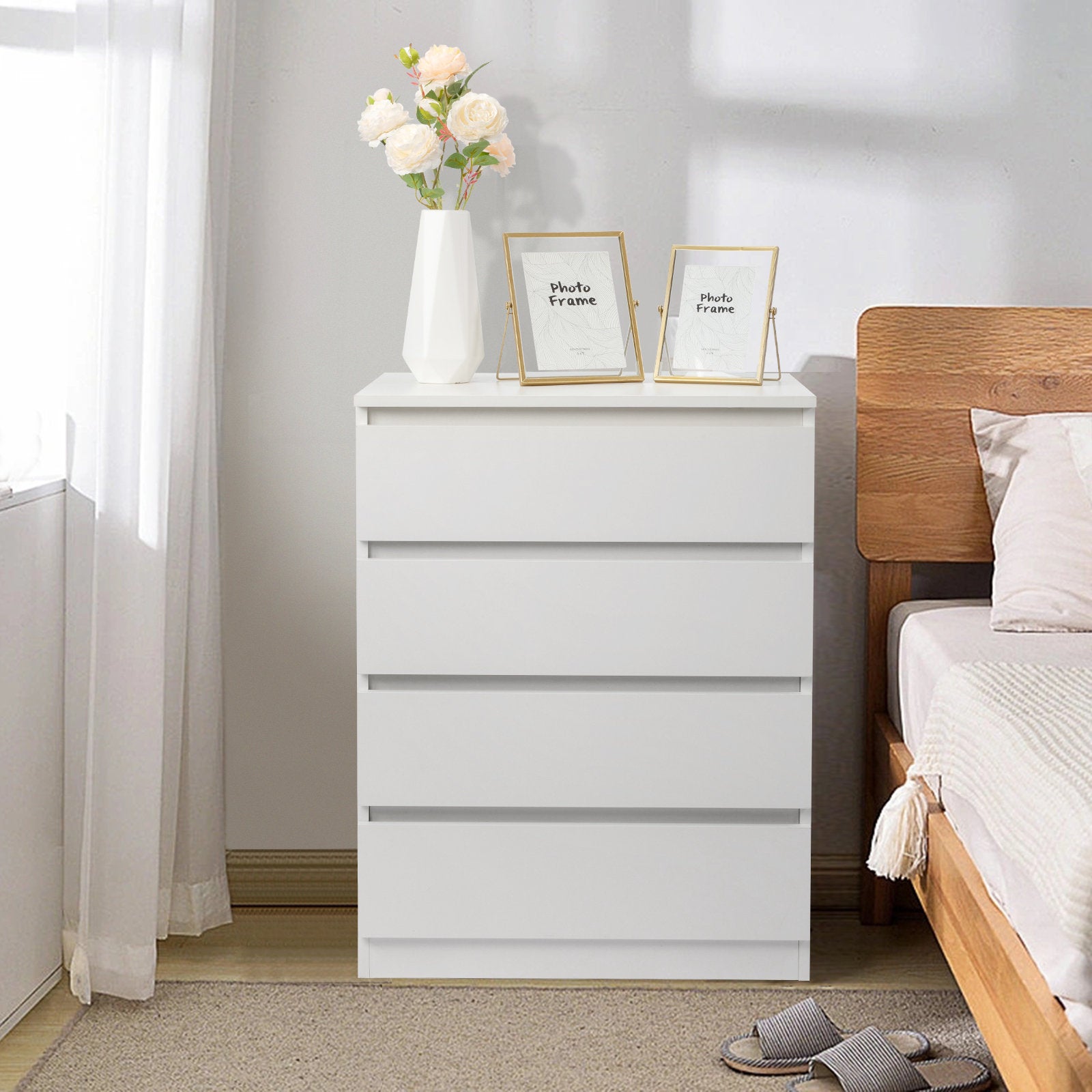 Compact White Dresser with Clean Lines and Ample Storage for Small Spaces