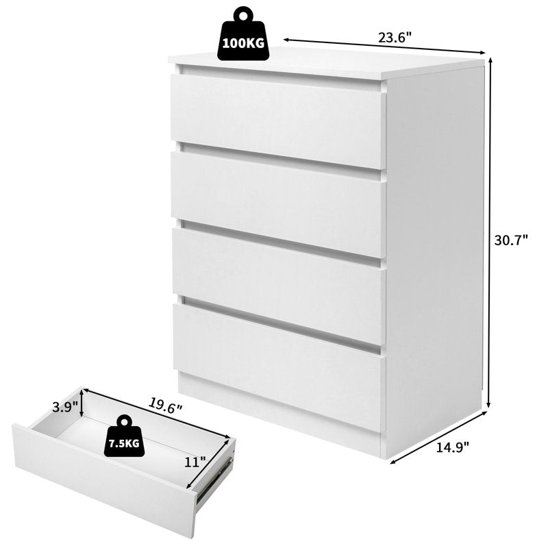 Compact White Dresser with Clean Lines and Ample Storage for Small Spaces
