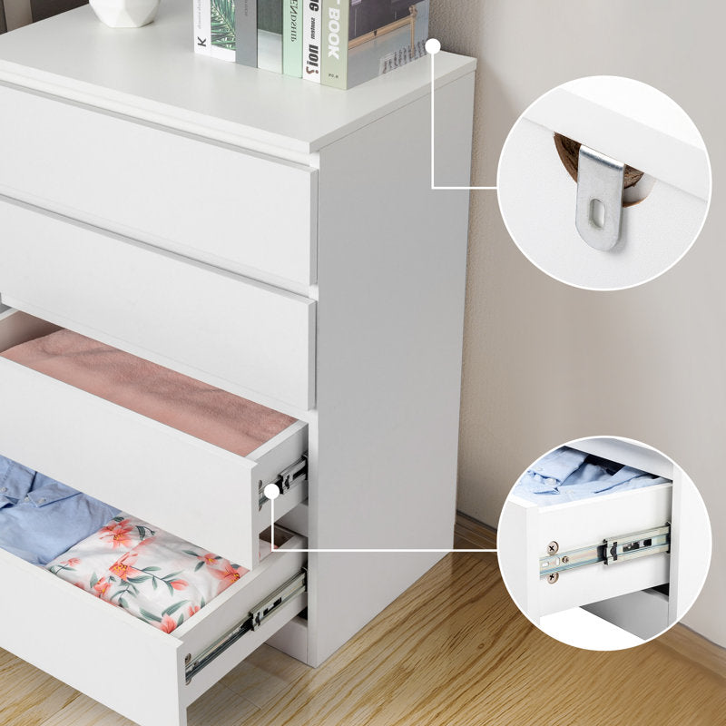 Compact White Dresser with Clean Lines and Ample Storage for Small Spaces