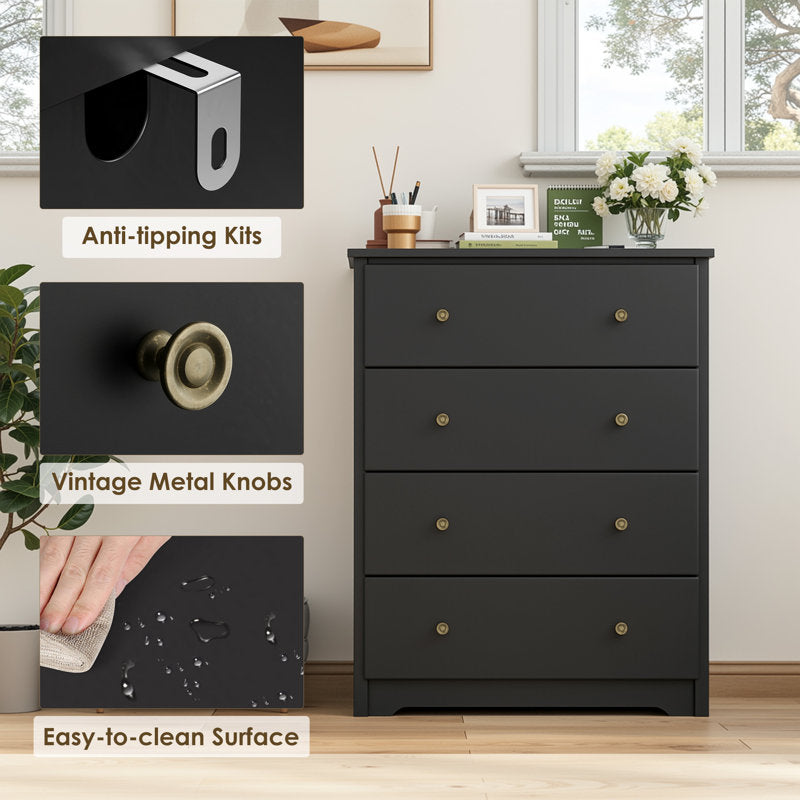 Minimalist Drawer Chest with Deep Storage and Smooth Finish for Home Organization