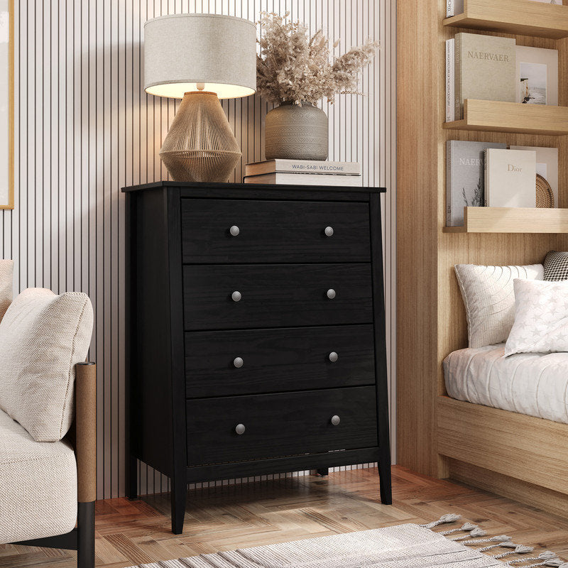 Elegant Drawer Chest, 4-Drawer Wooden Storage Cabinet for Home Organization