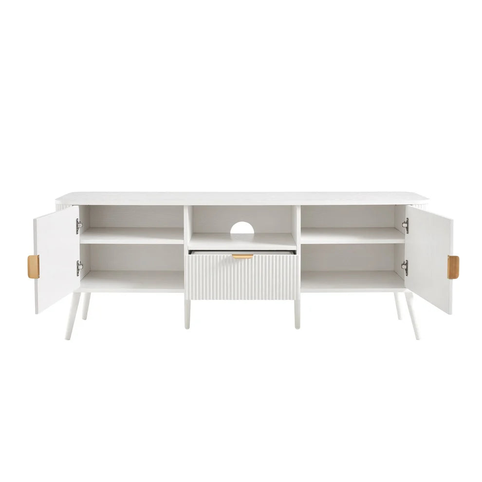 Modern LED Dresser with Open Display Shelf and 4 Storage Drawers