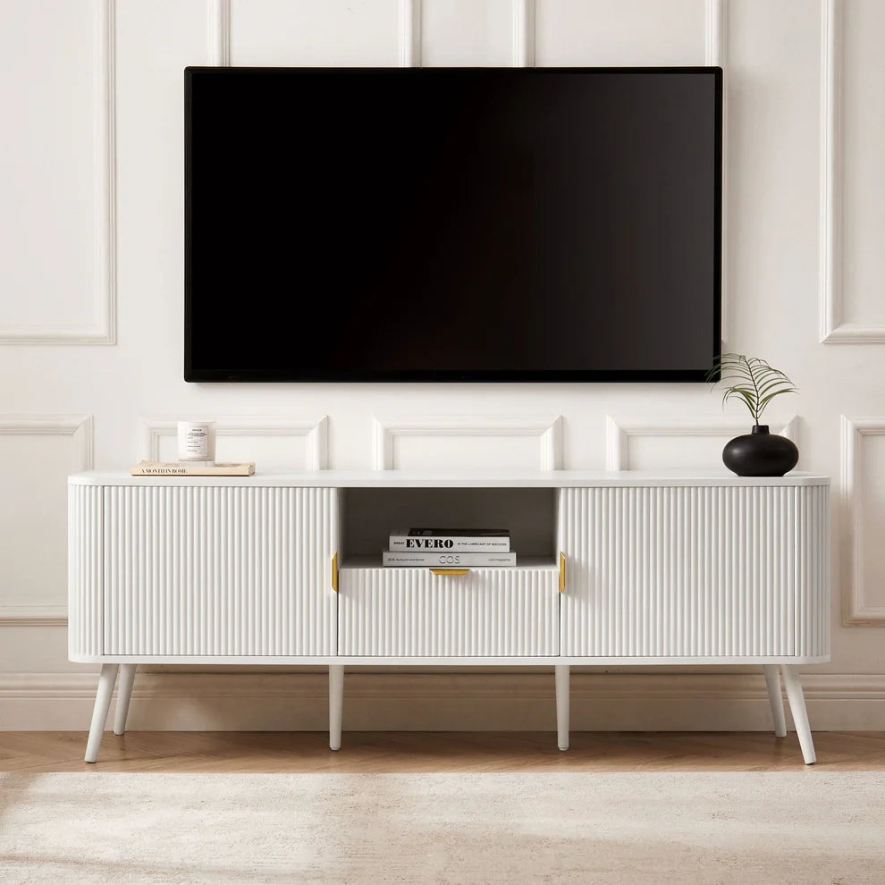 Modern LED Dresser with Open Display Shelf and 4 Storage Drawers