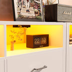 Modern LED Dresser with Open Display Shelf and 4 Storage Drawers