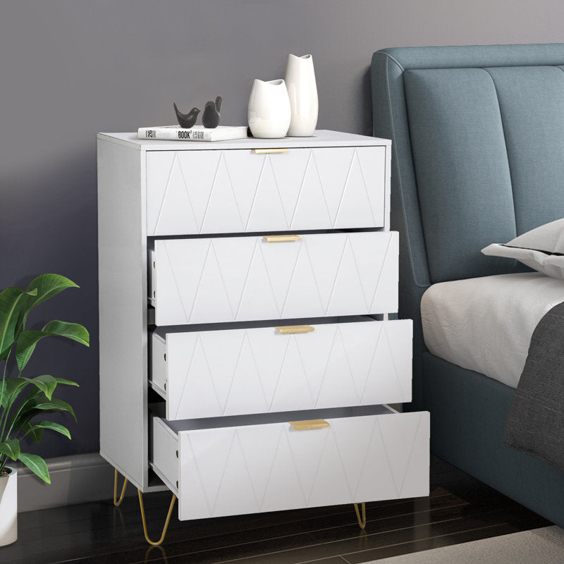 Stylish Bedroom Dresser with 4 Drawers and Decorative Front Panels