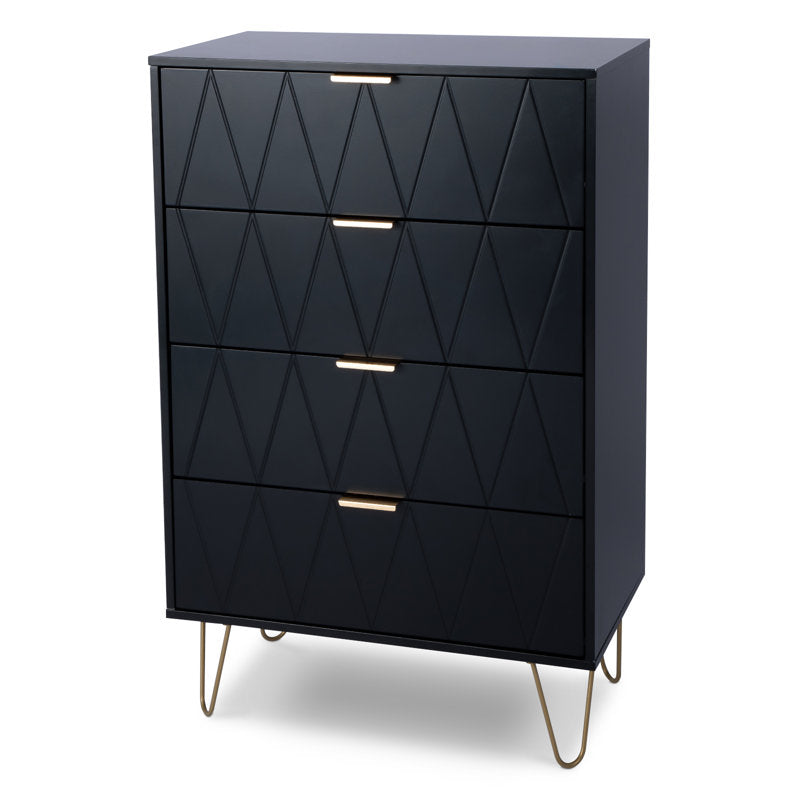 Stylish Bedroom Dresser with 4 Drawers and Decorative Front Panels