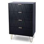 Stylish Bedroom Dresser with 4 Drawers and Decorative Front Panels
