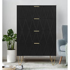 Stylish Bedroom Dresser with 4 Drawers and Decorative Front Panels