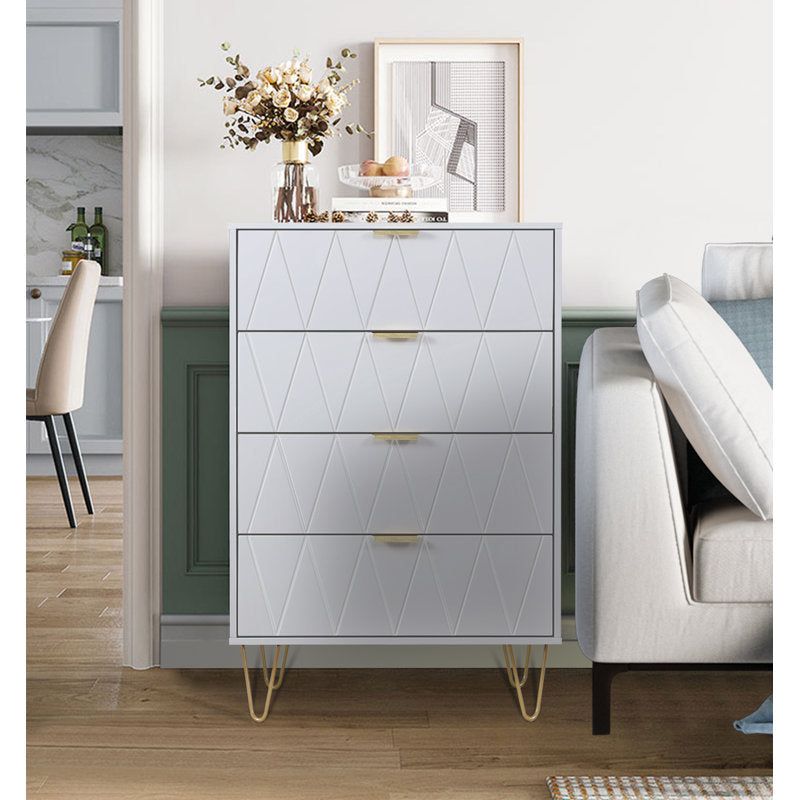 Stylish Bedroom Dresser with 4 Drawers and Decorative Front Panels