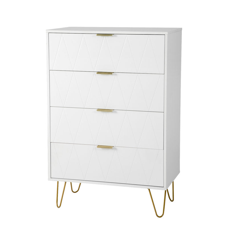 Stylish Bedroom Dresser with 4 Drawers and Decorative Front Panels