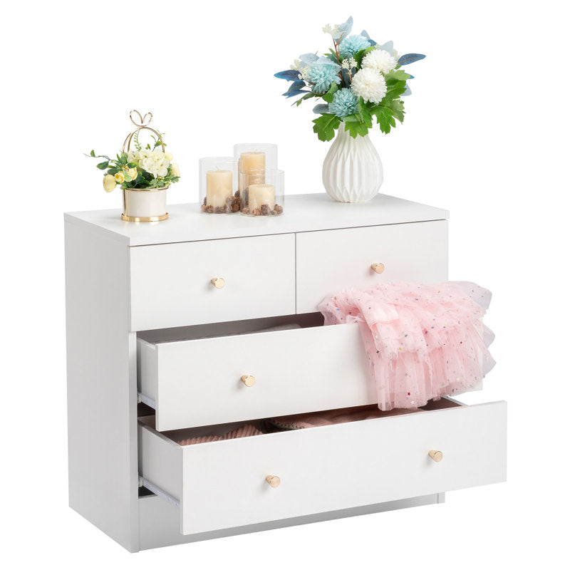 Modern 5-Drawer Dresser with Gold Knobs, Stylish Bedroom Storage Chest