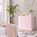 Modern 5-Drawer Dresser with Gold Knobs, Stylish Bedroom Storage Chest