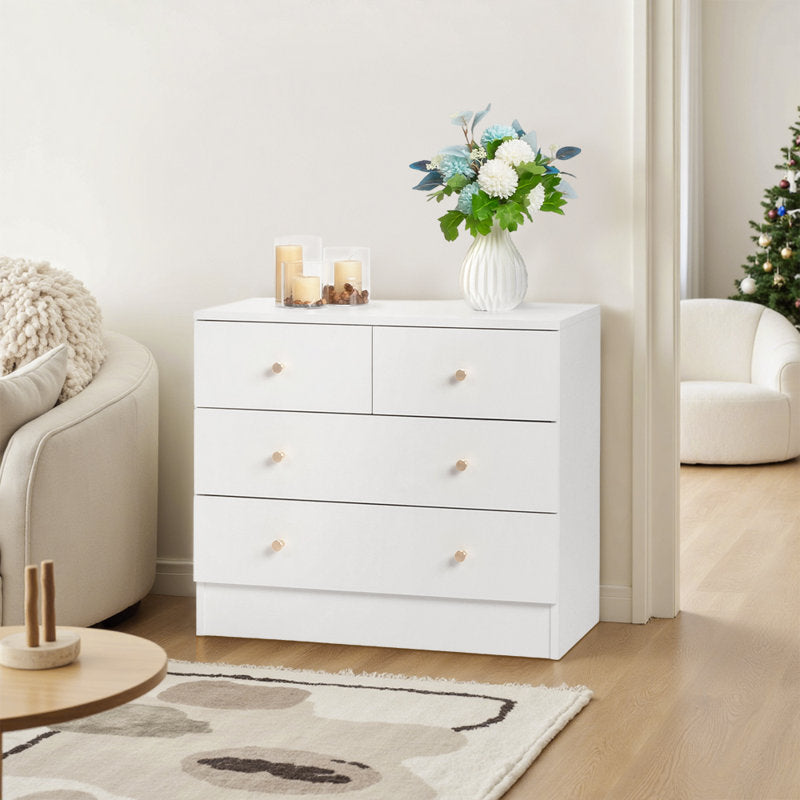 Modern 5-Drawer Dresser with Gold Knobs, Stylish Bedroom Storage Chest