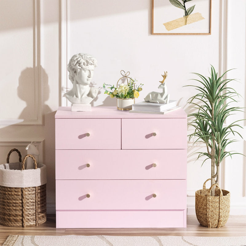 Modern 5-Drawer Dresser with Gold Knobs, Stylish Bedroom Storage Chest