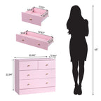 Modern 5-Drawer Dresser with Gold Knobs, Stylish Bedroom Storage Chest
