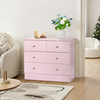 Modern 5-Drawer Dresser with Gold Knobs, Stylish Bedroom Storage Chest
