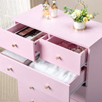 Modern 5-Drawer Dresser with Gold Knobs, Stylish Bedroom Storage Chest