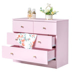 Modern 5-Drawer Dresser with Gold Knobs, Stylish Bedroom Storage Chest