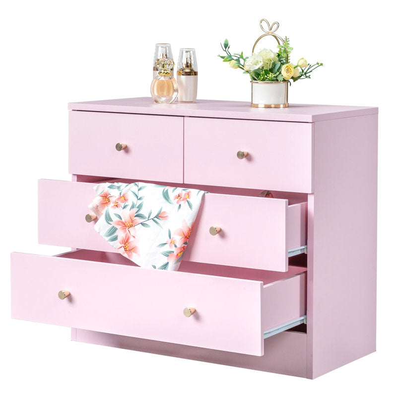 Modern 5-Drawer Dresser with Gold Knobs, Stylish Bedroom Storage Chest