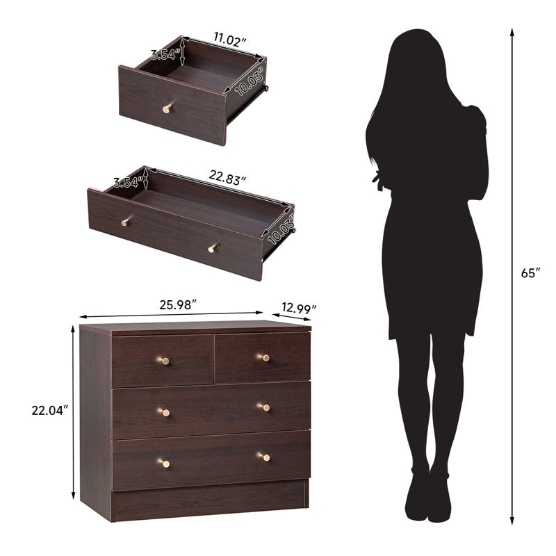 Modern 5-Drawer Dresser with Gold Knobs, Stylish Bedroom Storage Chest