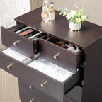 Modern 5-Drawer Dresser with Gold Knobs, Stylish Bedroom Storage Chest
