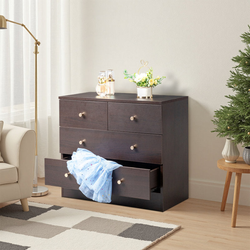 Modern 5-Drawer Dresser with Gold Knobs, Stylish Bedroom Storage Chest