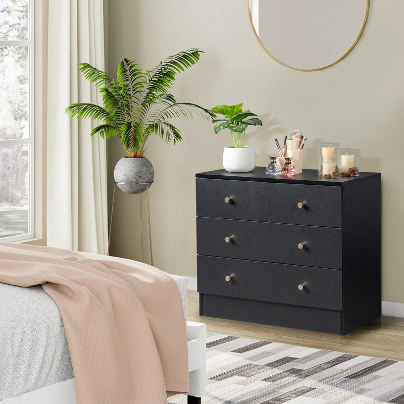 Modern 5-Drawer Dresser with Gold Knobs, Stylish Bedroom Storage Chest