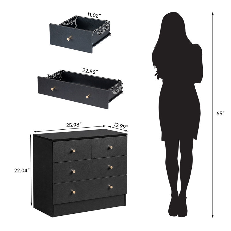 Modern 5-Drawer Dresser with Gold Knobs, Stylish Bedroom Storage Chest