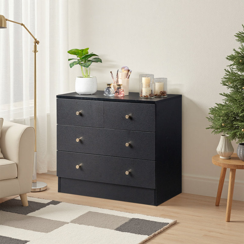 Modern 5-Drawer Dresser with Gold Knobs, Stylish Bedroom Storage Chest