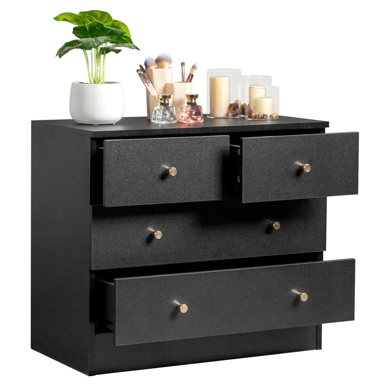 Modern 5-Drawer Dresser with Gold Knobs, Stylish Bedroom Storage Chest