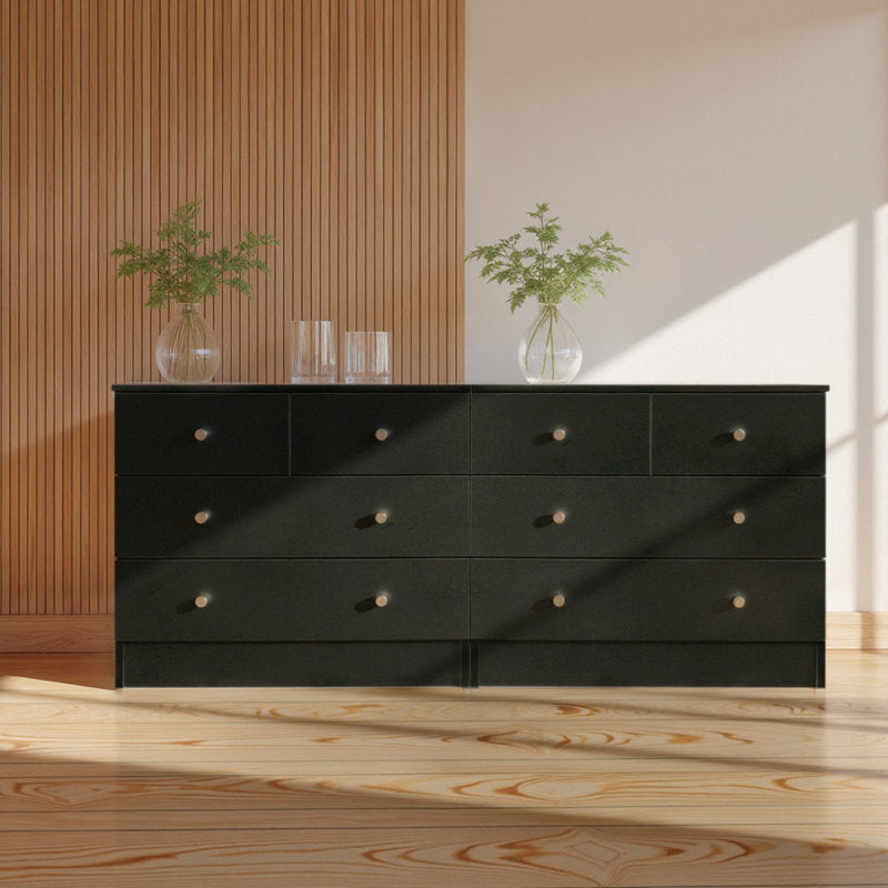 Modern 5-Drawer Dresser with Gold Knobs, Stylish Bedroom Storage Chest