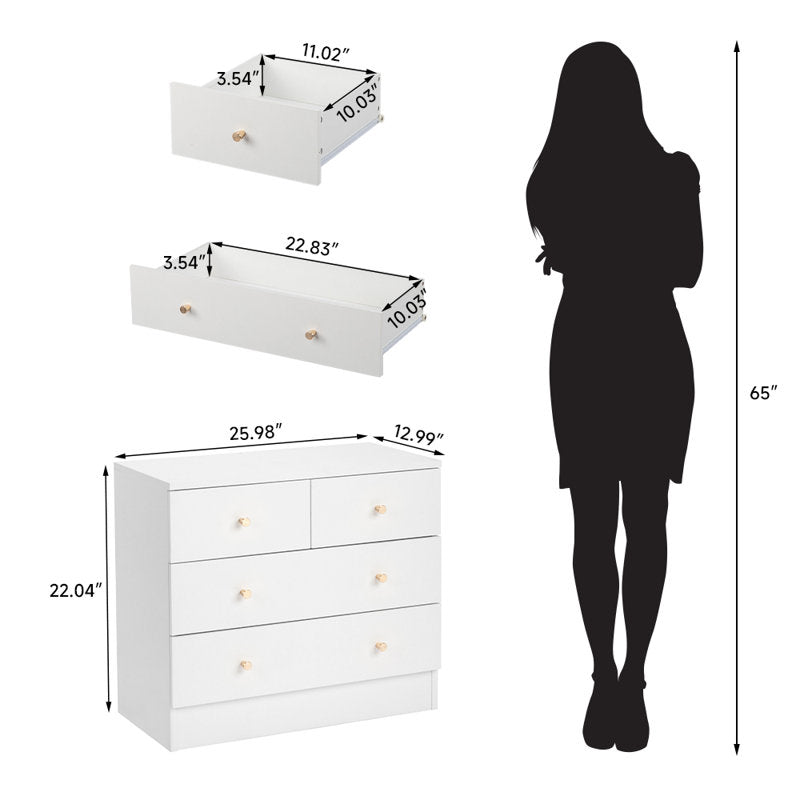 Modern 5-Drawer Dresser with Gold Knobs, Stylish Bedroom Storage Chest