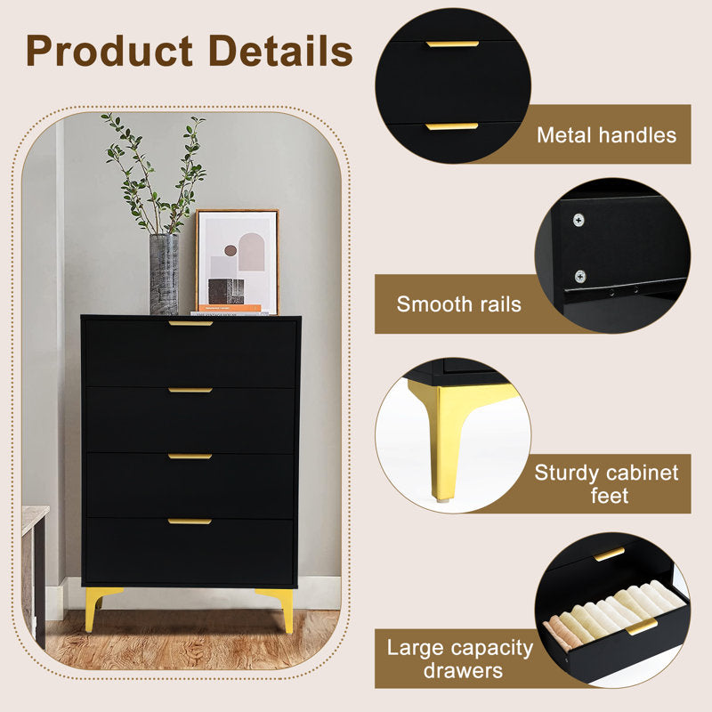Stylish Drawer Chest with Elevated Gold Legs for Modern Home Organization