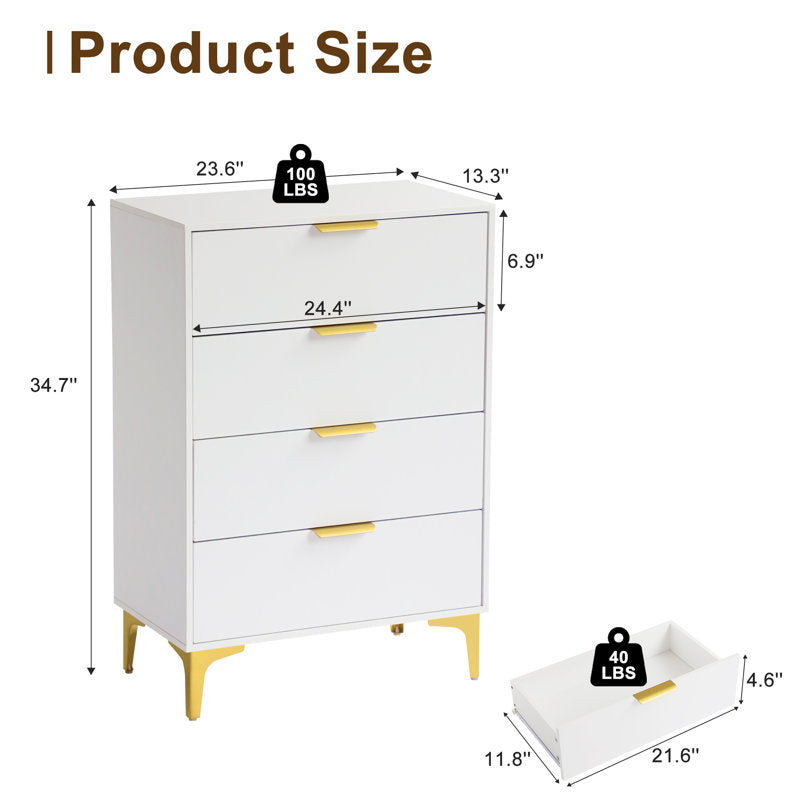 Stylish Drawer Chest with Elevated Gold Legs for Modern Home Organization