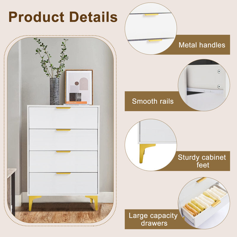 Stylish Drawer Chest with Elevated Gold Legs for Modern Home Organization